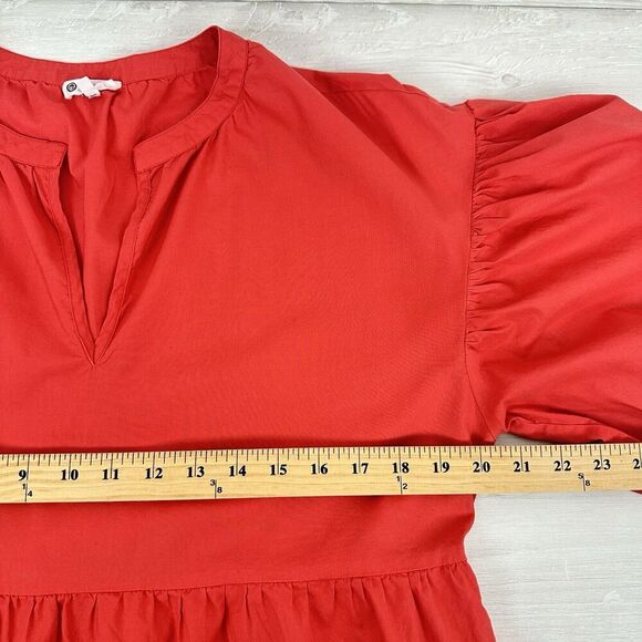 EVEREVE Sundry The Anywhere Babydoll Dress M Red Tiered Balloon Sleeves Cottage - Picture 12 of 16